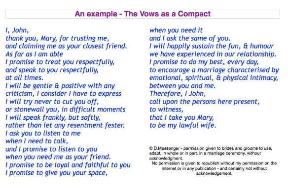 Vows as compact.